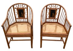 An Elegant Pair of Brighton Pavilion Victorian Design Cane And Bamboo Chairs