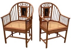 An Elegant Pair of Brighton Pavilion Victorian Design Cane And Bamboo Chairs