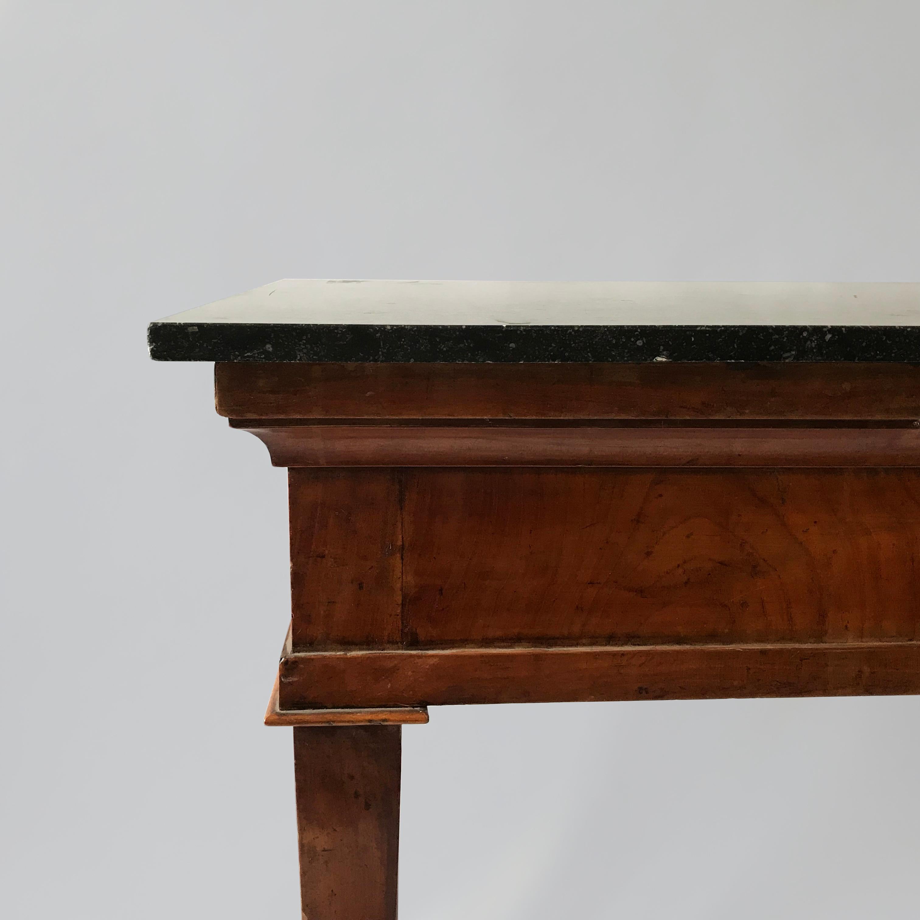 Marble Elegant Pair of C19th Italian Walnut Console Tables