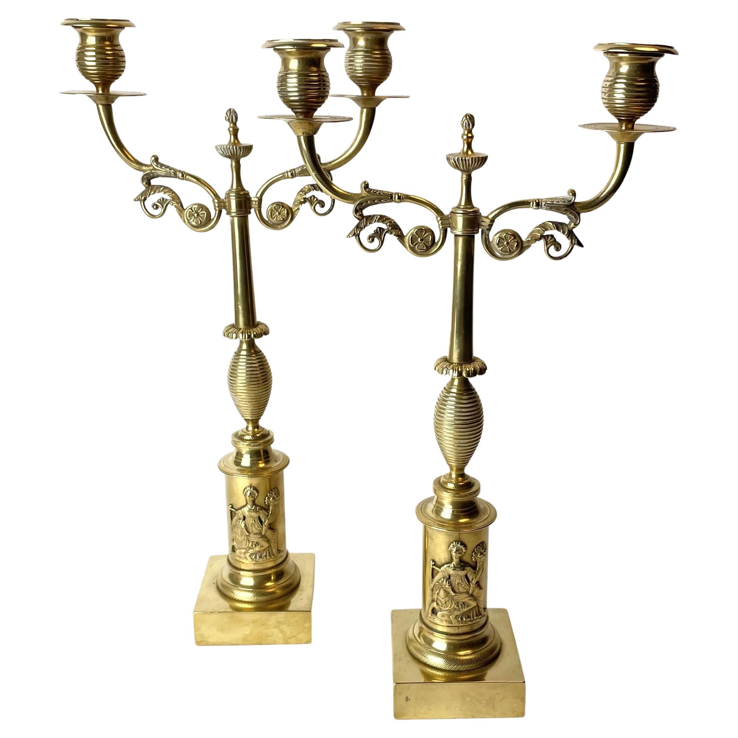 Elegant Pair of Candelabras in Swedish Empire 'Karl Johan' from the 1820s