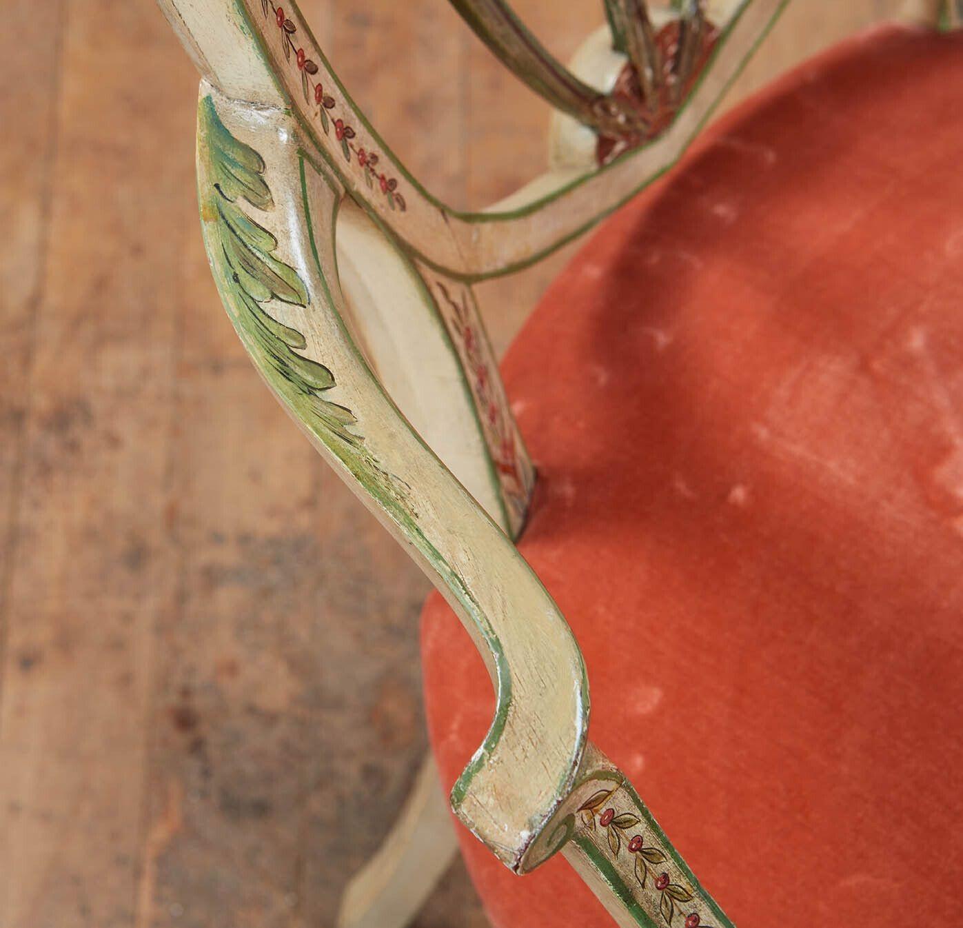 Elegant Pair of English 18th C. Painted Armchairs For Sale 7