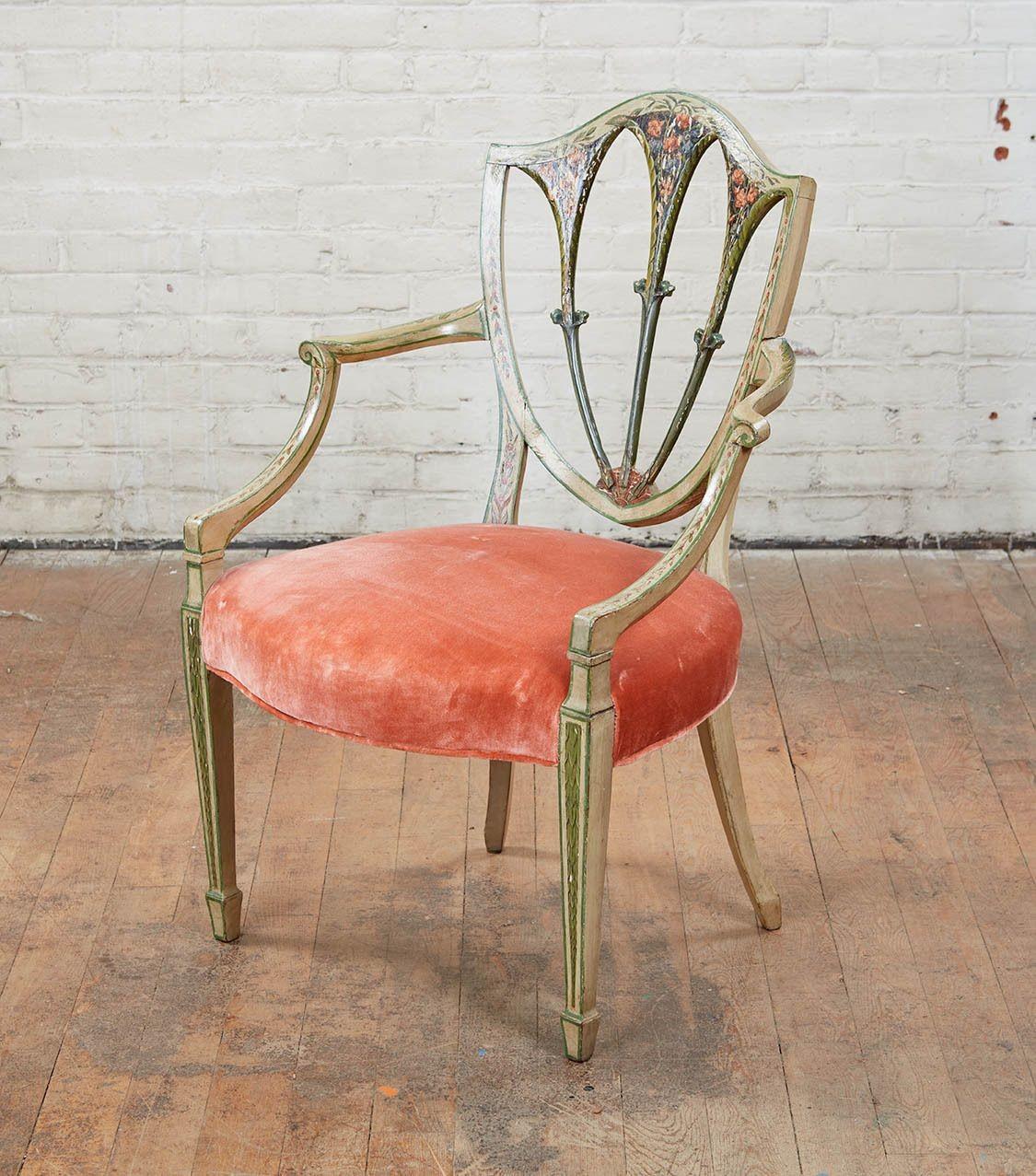 18th Century Elegant Pair of English 18th C. Painted Armchairs For Sale