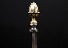 Elegant Pair of English Andirons with Brass Acorn Finials