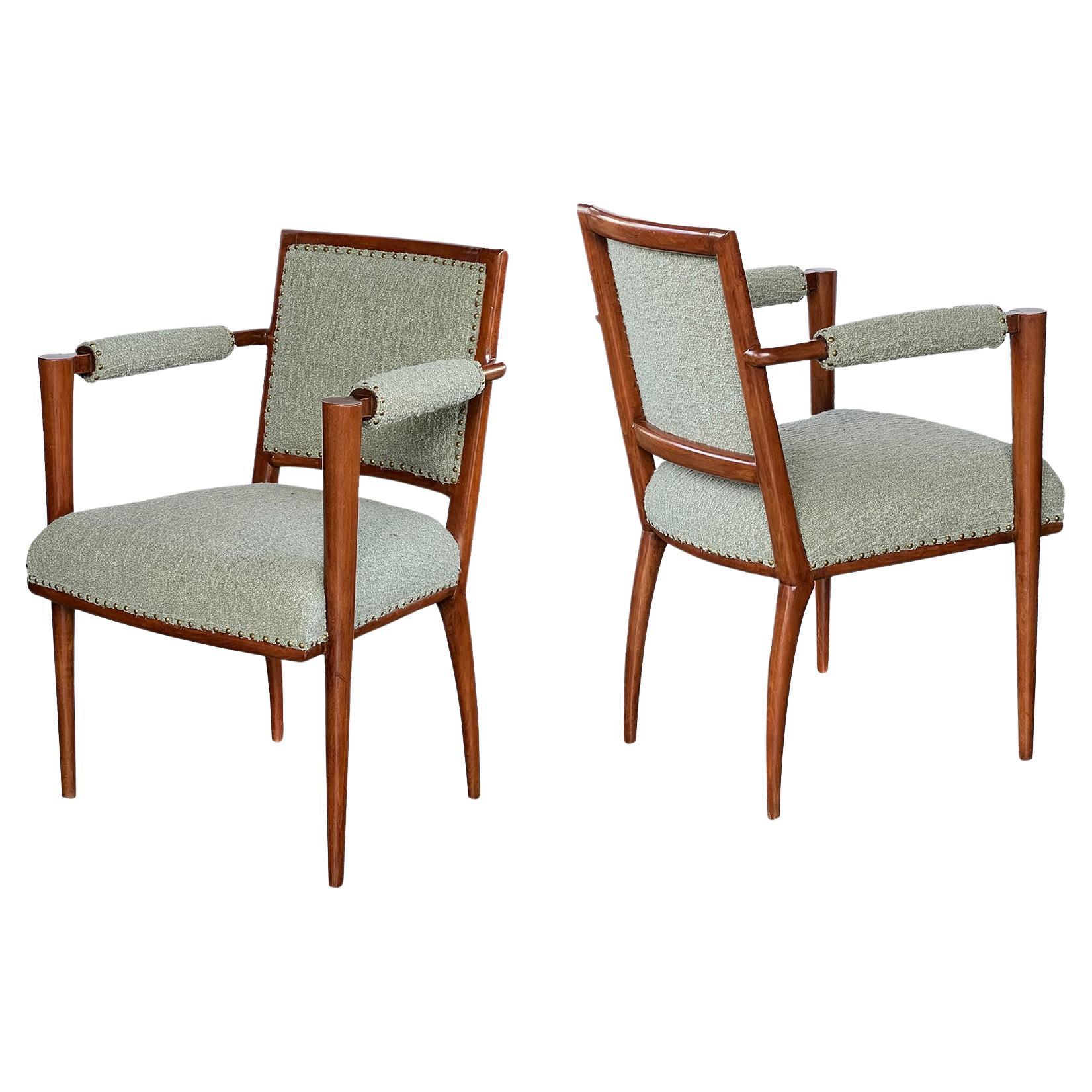 An Elegant Pair of French Art Deco Beechwood Arm Chairs For Sale
