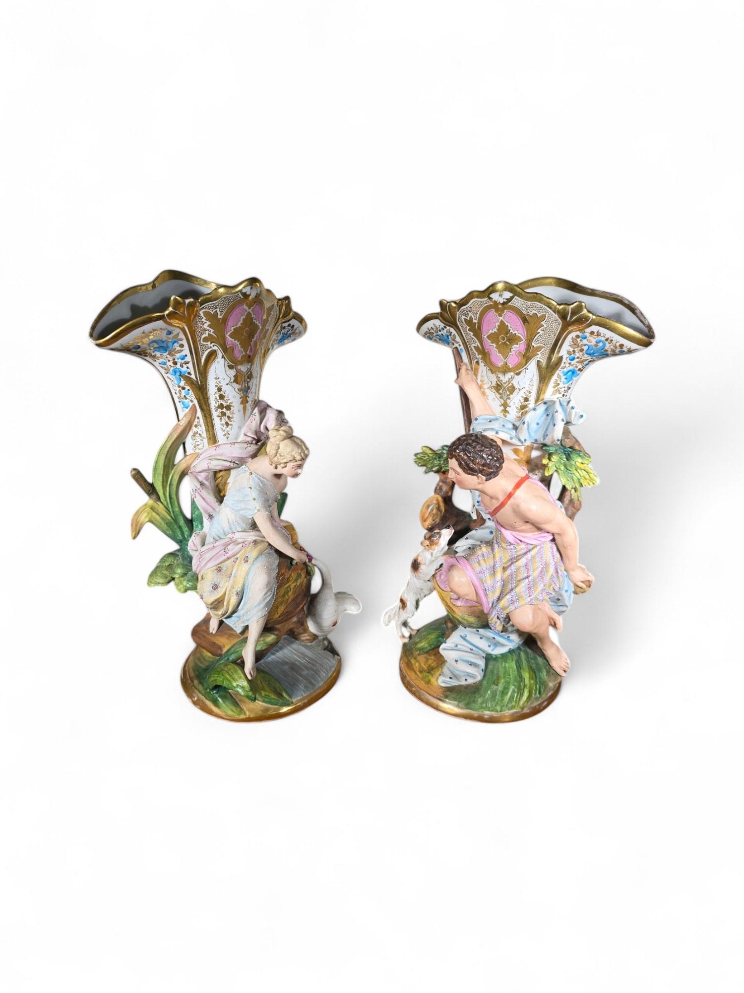 Mid-19th Century An elegant pair of French porcelain vases, circa 1860 For Sale