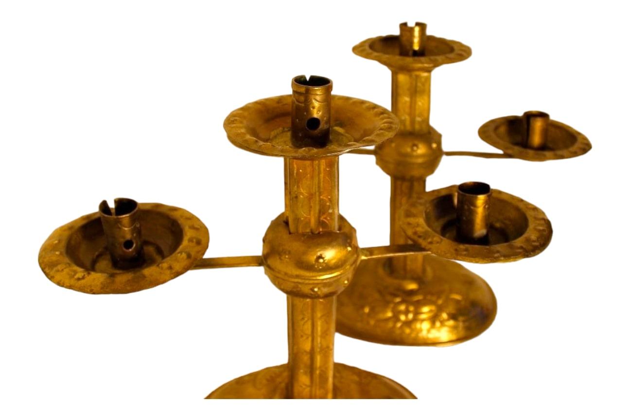 An elegant pair of gilded copper candlesticks from the 19th century  For Sale 5