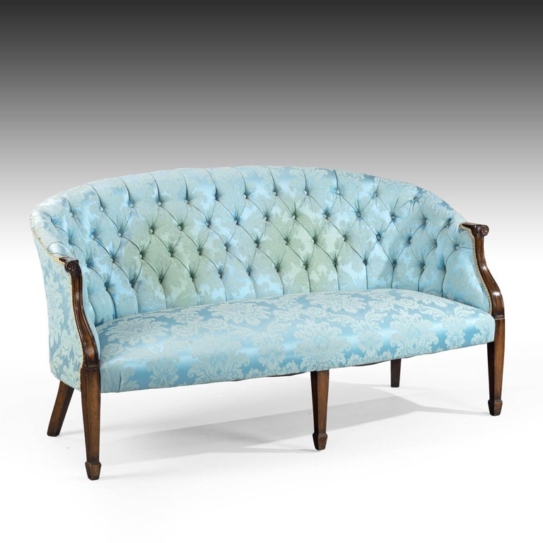 Elegant Pair of Mid20th Century Style Mahogany Framed Sofas