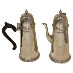 An Elegant pair of Scottish Sterling Silver Chocolate Pots Circa 1904