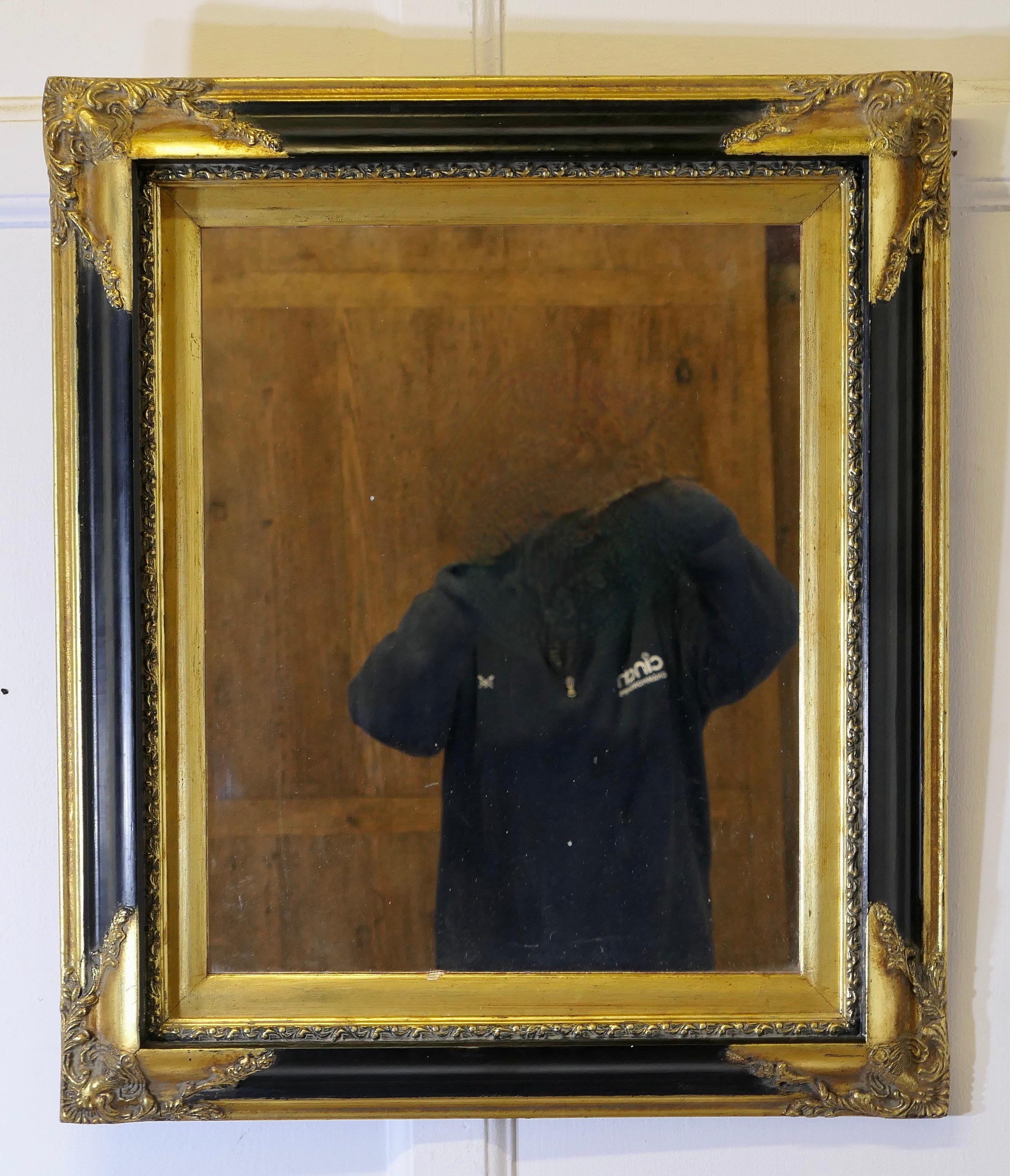Pine An Elegant Regency Gilt and Black Wall Mirror  This is a superb quality piece, t