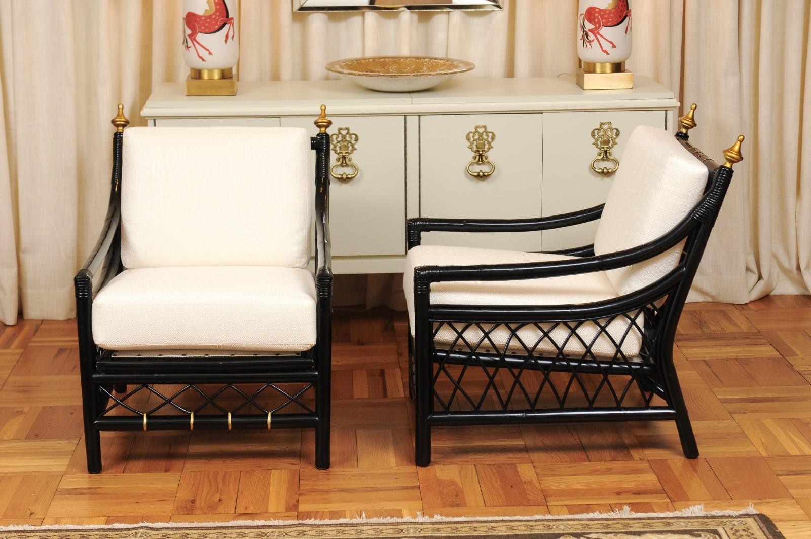 Elegant Restored Pair of Throne Loungers by Willow and Reed, circa 1955 For Sale 5