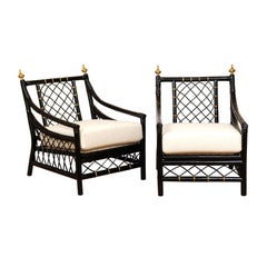 Elegant Restored Pair of Throne Loungers by Willow and Reed, circa 1955