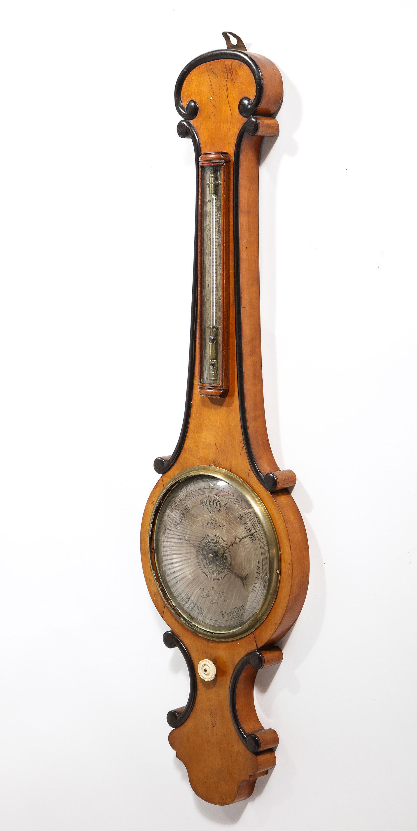 Elegant Satinwood Barometer, by John Charles Dennis, 1833-1866 2