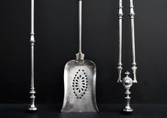 Elegant Set of 19th Century English Steel Firetools