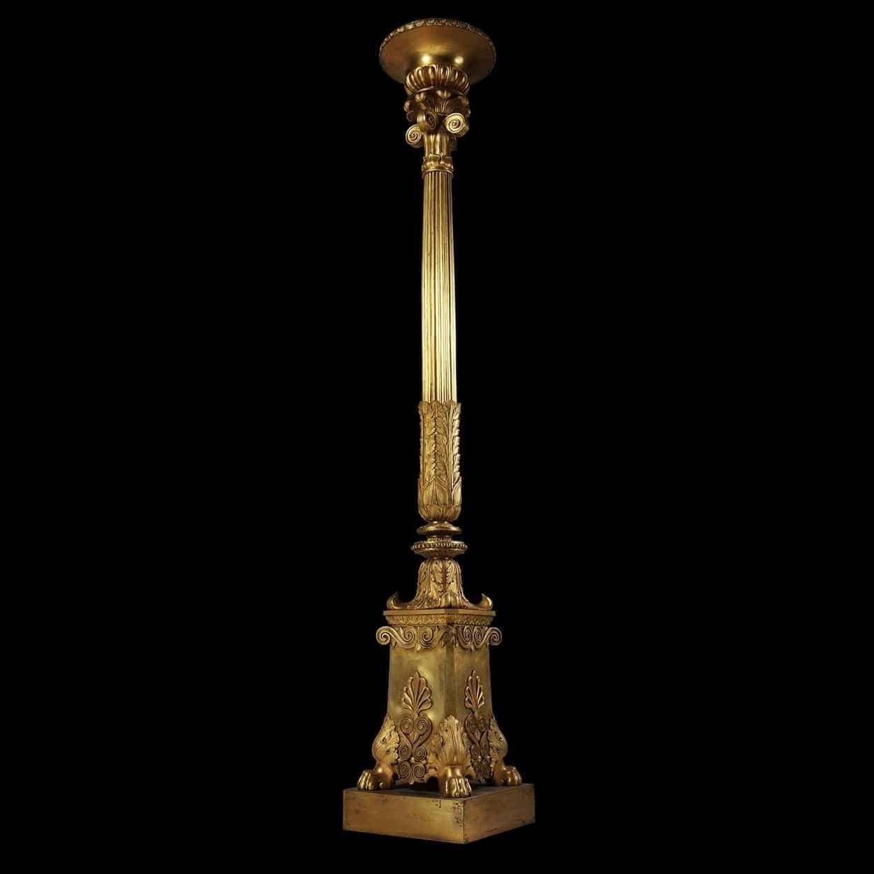 19th Century An elegant single gilt bronze torchère For Sale