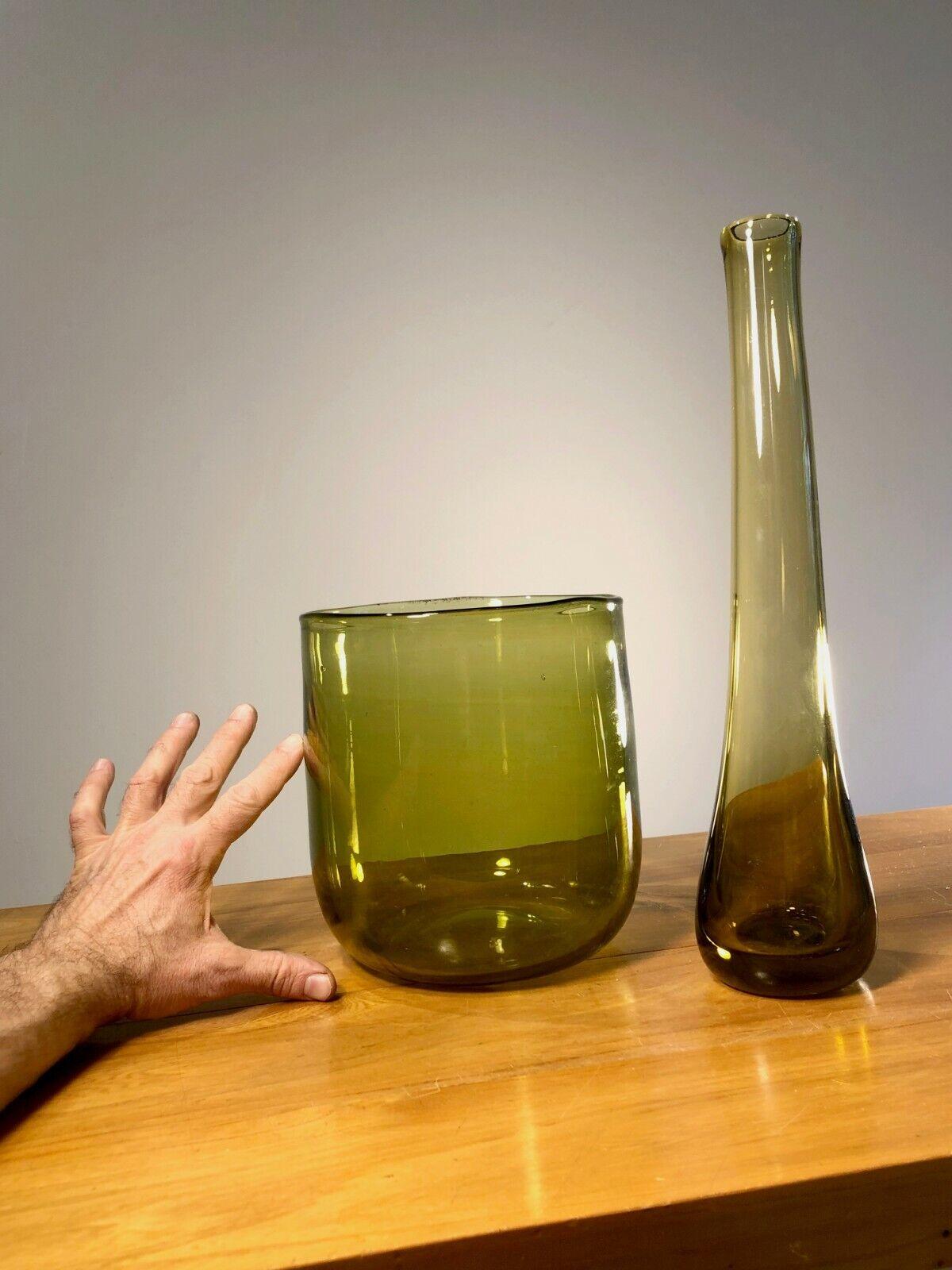 A MID-CENTURY-MODERN Blown GLASS VASE von CLAUDE MORIN, DIEULEFIT, Frankreich 1970 im Angebot 3