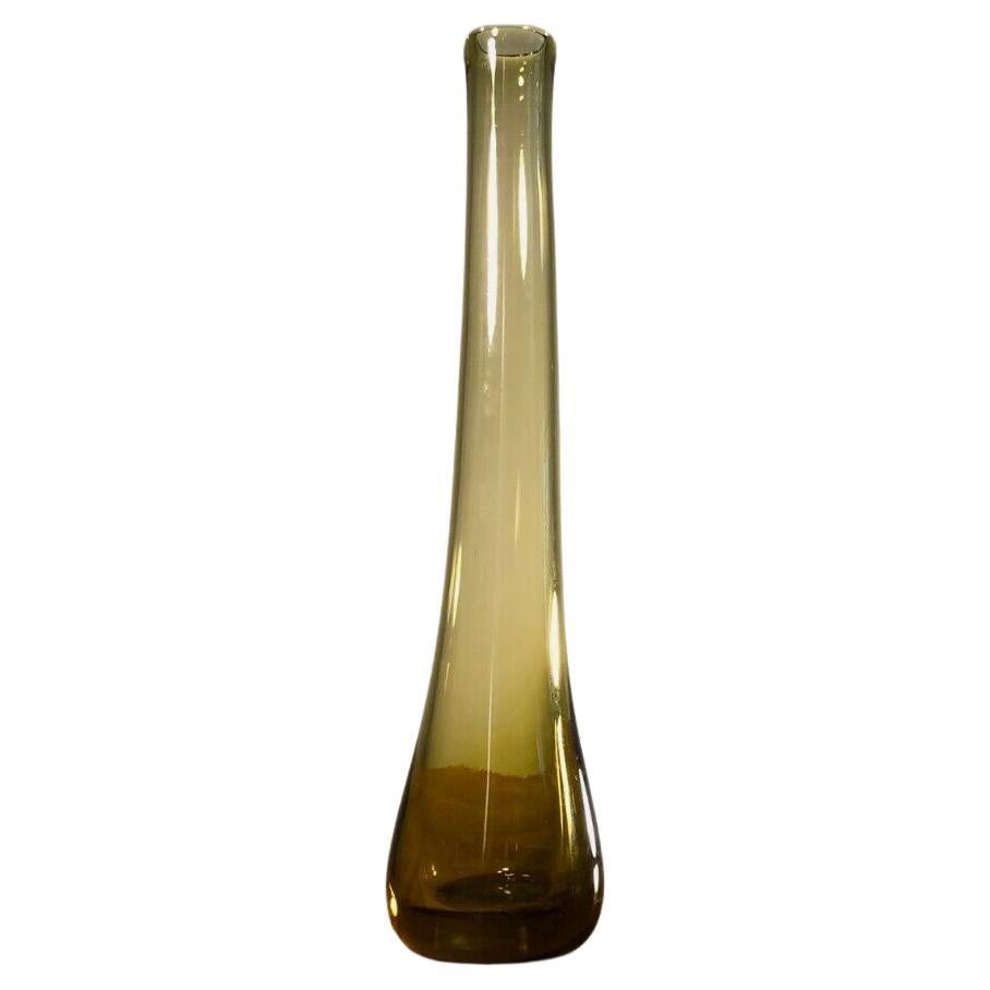 A MID-CENTURY-MODERN Blown GLASS VASE by CLAUDE MORIN, DIEULEFIT, France 1970