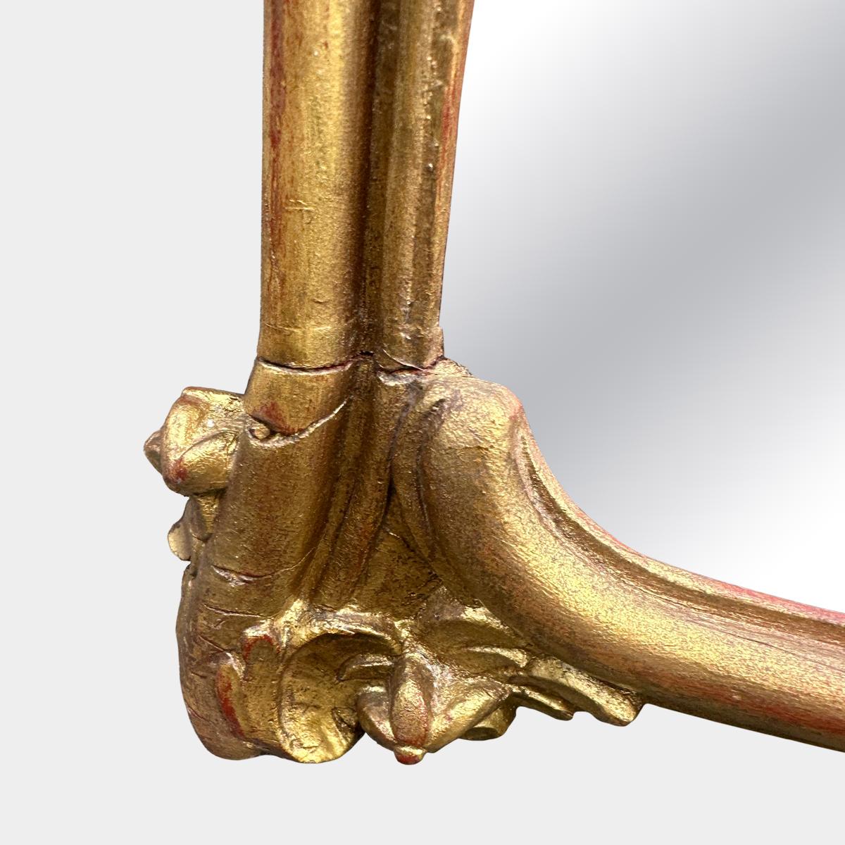 Un elegante specchio alto Antique French con doratura in oro in vendita 3