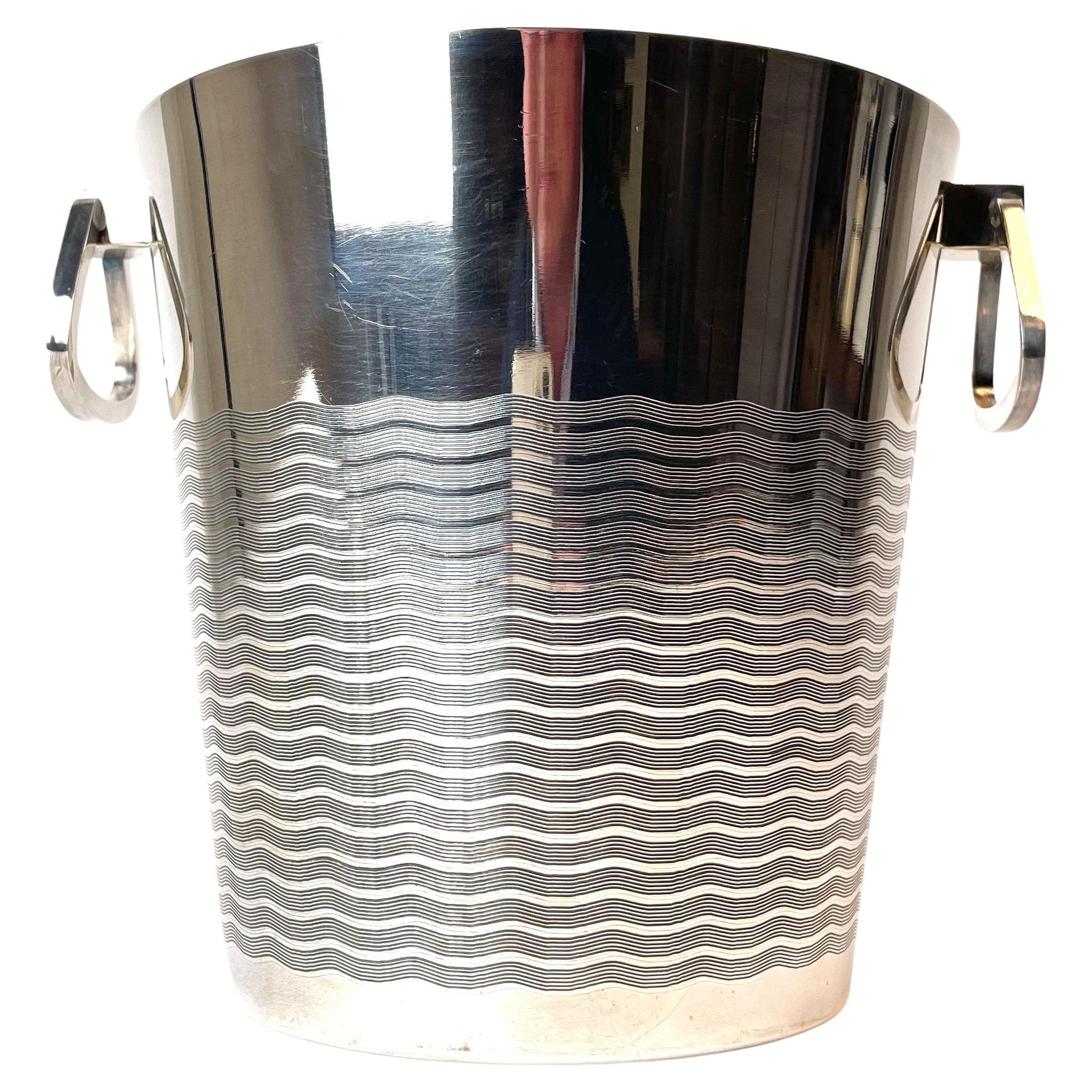 Elegant Wine Cooler with Decor of Waves from 1930s-1940s