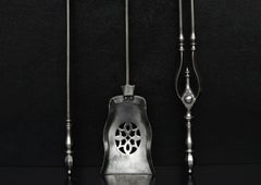 Elegantly Shaped Set of Steel Firetools