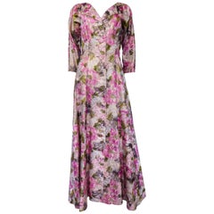 An Elizabeth Arden Gold Lamé and flowered Evening Dress, Circa 1950