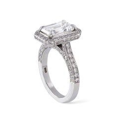 GIA Certified 2.22 Carat Emerald-Cut Diamond Cluster Ring