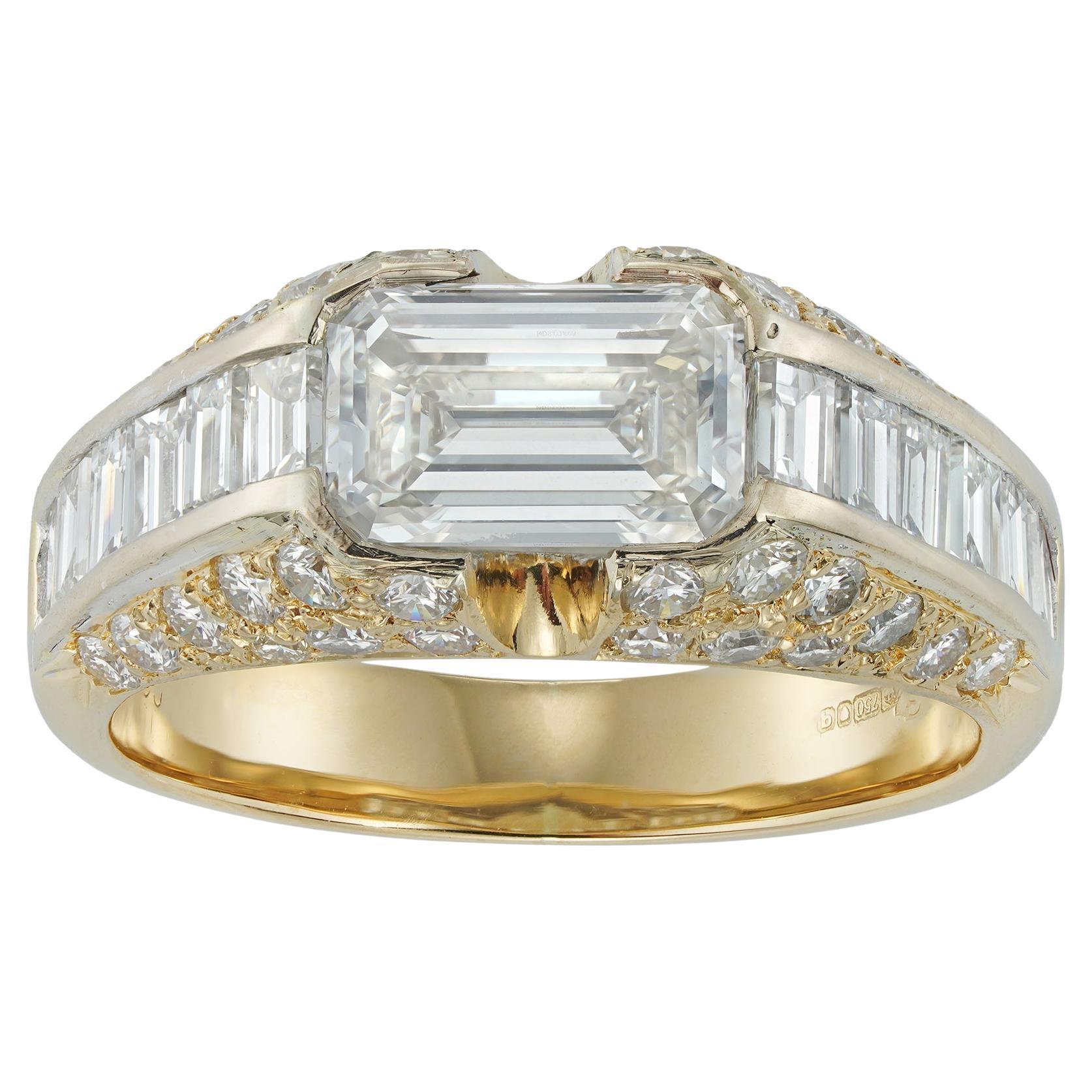 An Emerald-cut Diamond Ring For Sale