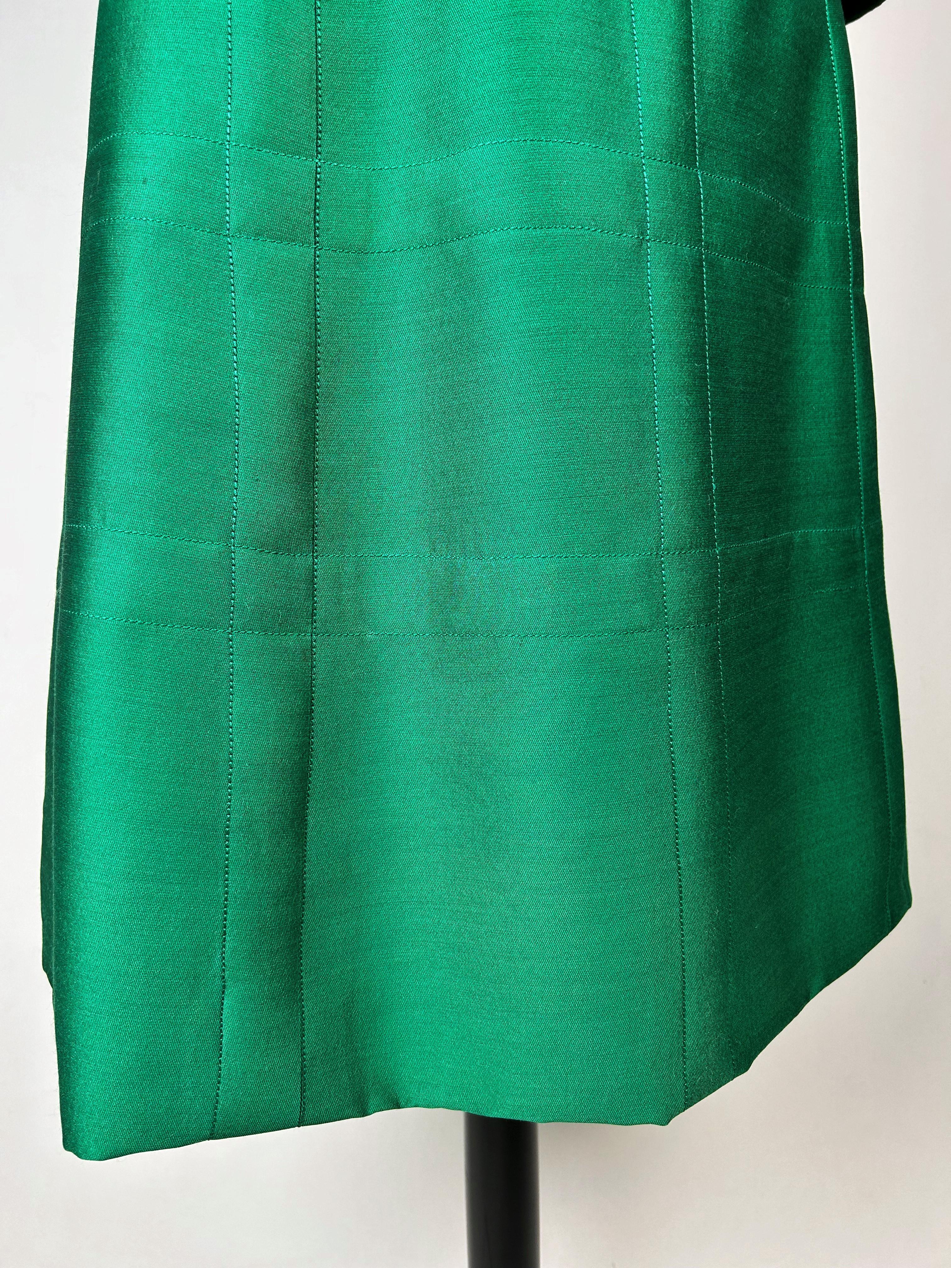 An Emerald Gazar Demi-Couture Skirt Suit by Louis Féraud Circa 1968-1972 For Sale 9