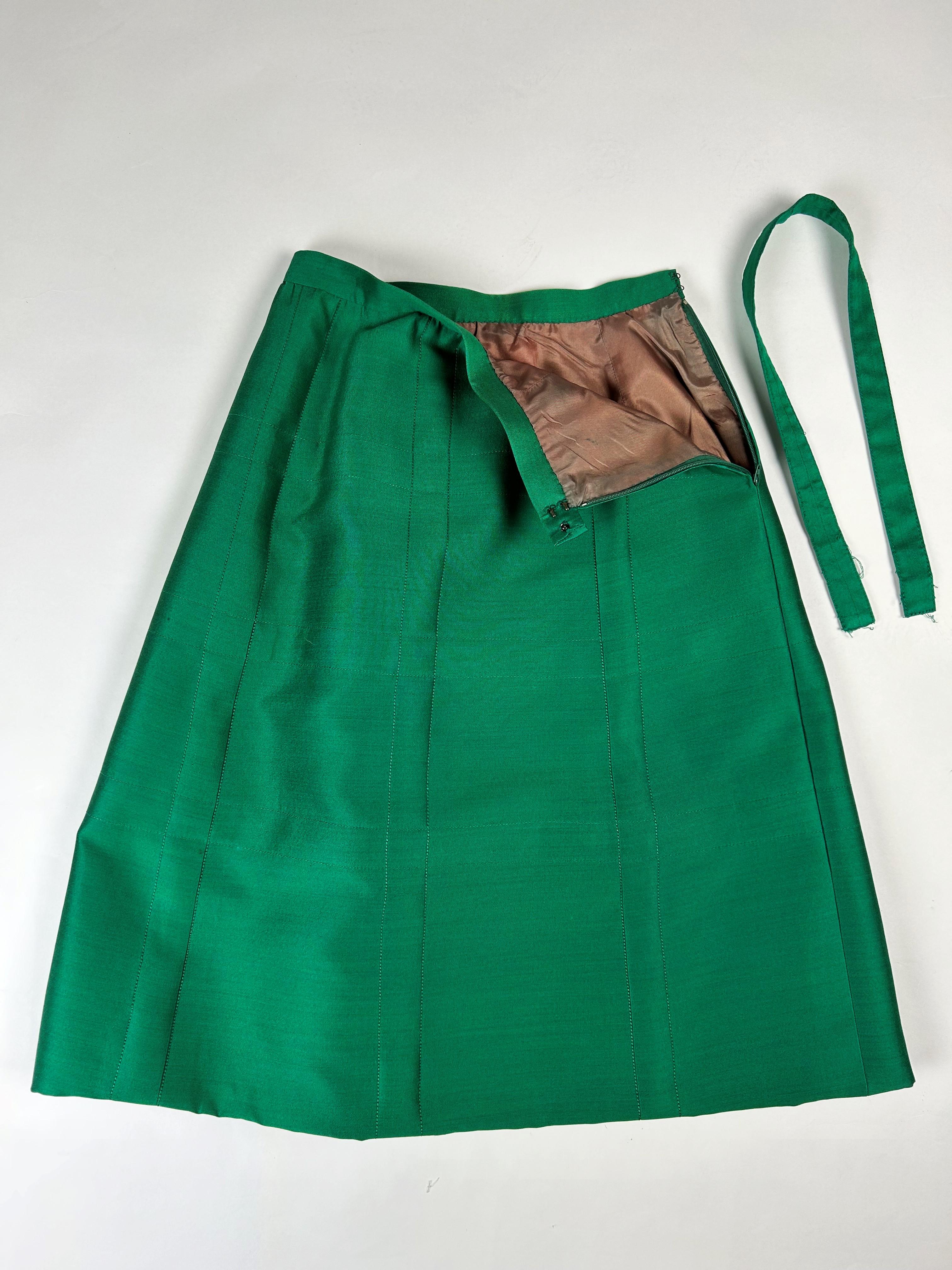 An Emerald Gazar Demi-Couture Skirt Suit by Louis Féraud Circa 1968-1972 For Sale 2