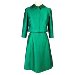 An Emerald Gazar Demi-Couture Skirt Suit by Louis Féraud Circa 1968-1972