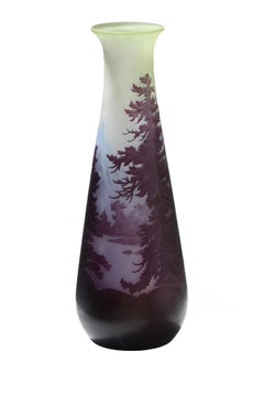 Emile Galle, Vase aus überzogenem und geätztem Glas, um 1900