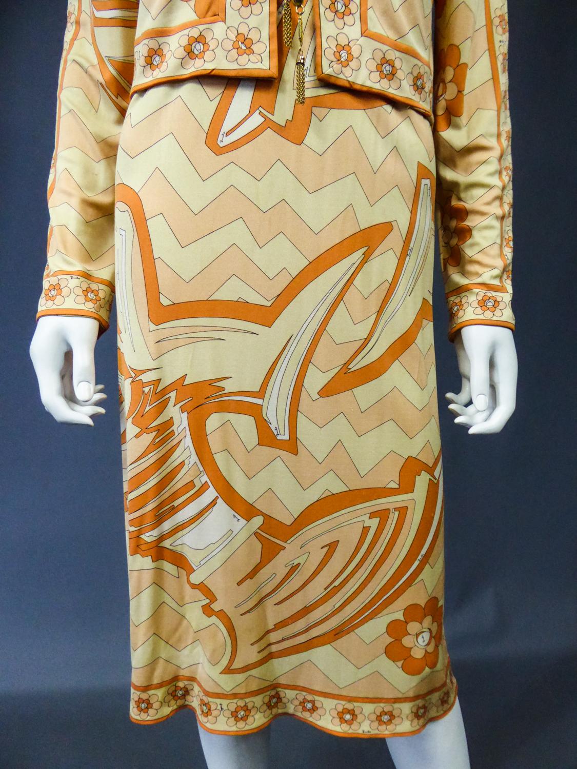 Emilio Pucci - Ensemble robe et gilet en jersey imprimé, circa 1960/1970 en vente 5