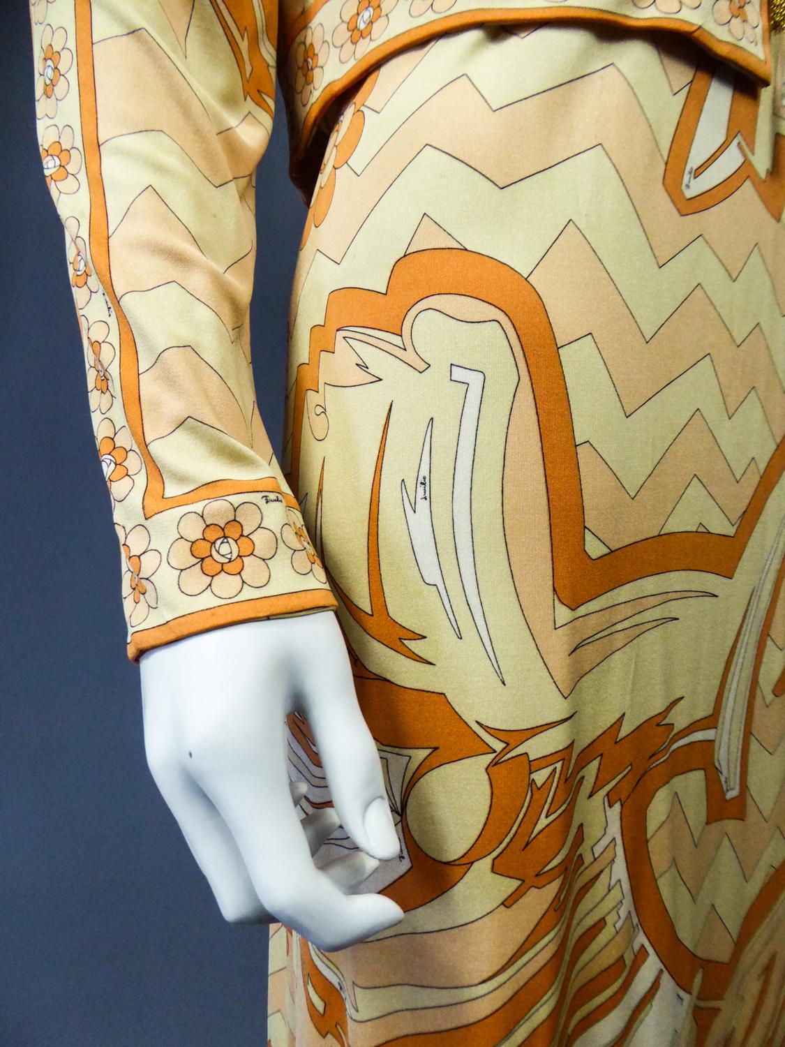 Emilio Pucci - Ensemble robe et gilet en jersey imprimé, circa 1960/1970 en vente 6
