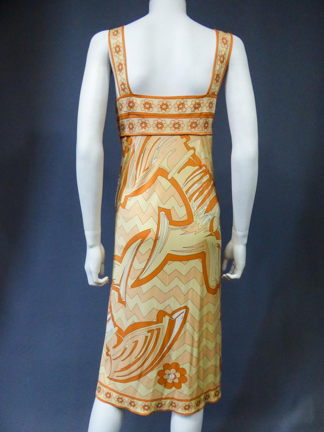 Emilio Pucci Kleid und Weste aus bedrucktem Jersey, ca. 1960/1970 im Angebot 9