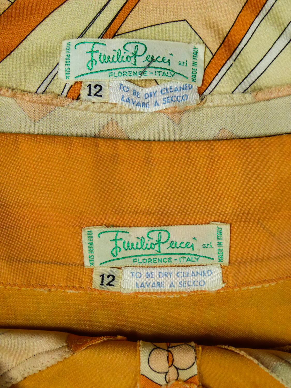 Emilio Pucci - Ensemble robe et gilet en jersey imprimé, circa 1960/1970 Excellent état - En vente à Toulon, FR