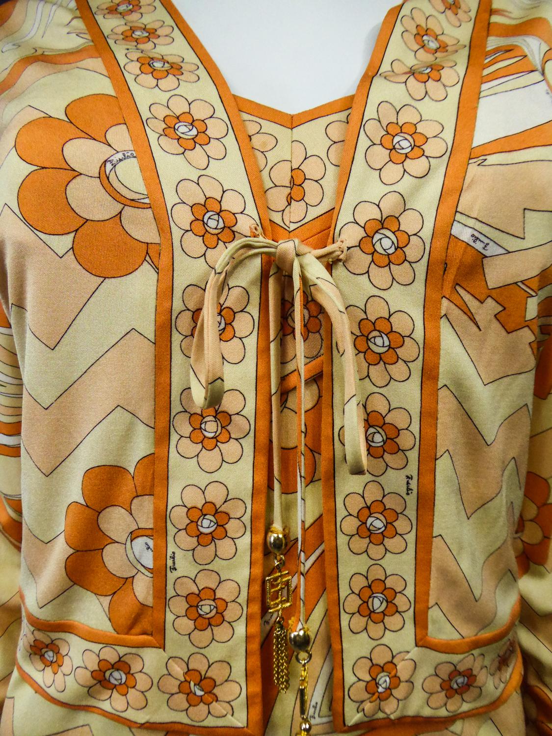 Emilio Pucci Kleid und Weste aus bedrucktem Jersey, ca. 1960/1970 im Angebot 2