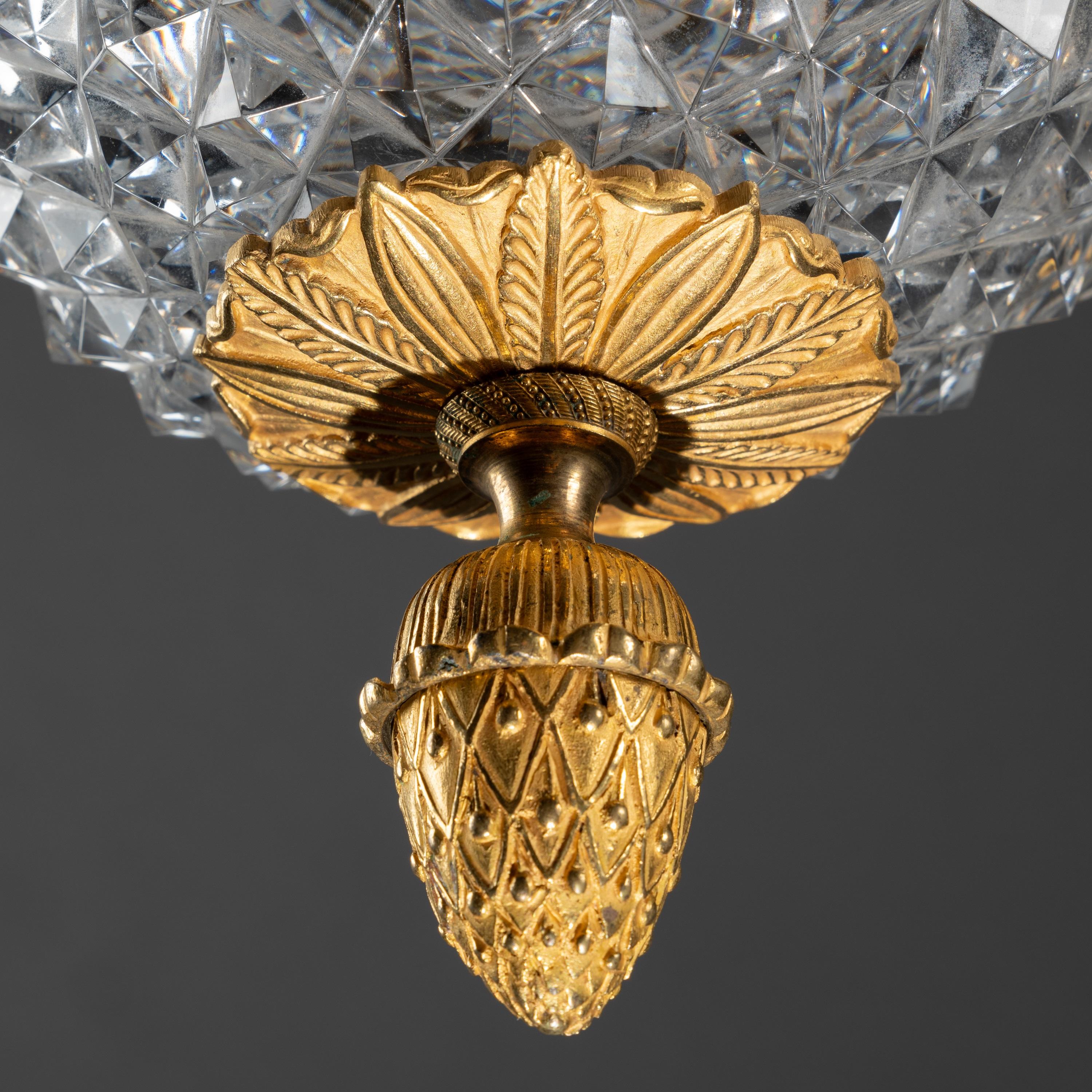 French An Empire c. 1810 gilt bronze and crystal chandelier attributed to Ravrio, Paris