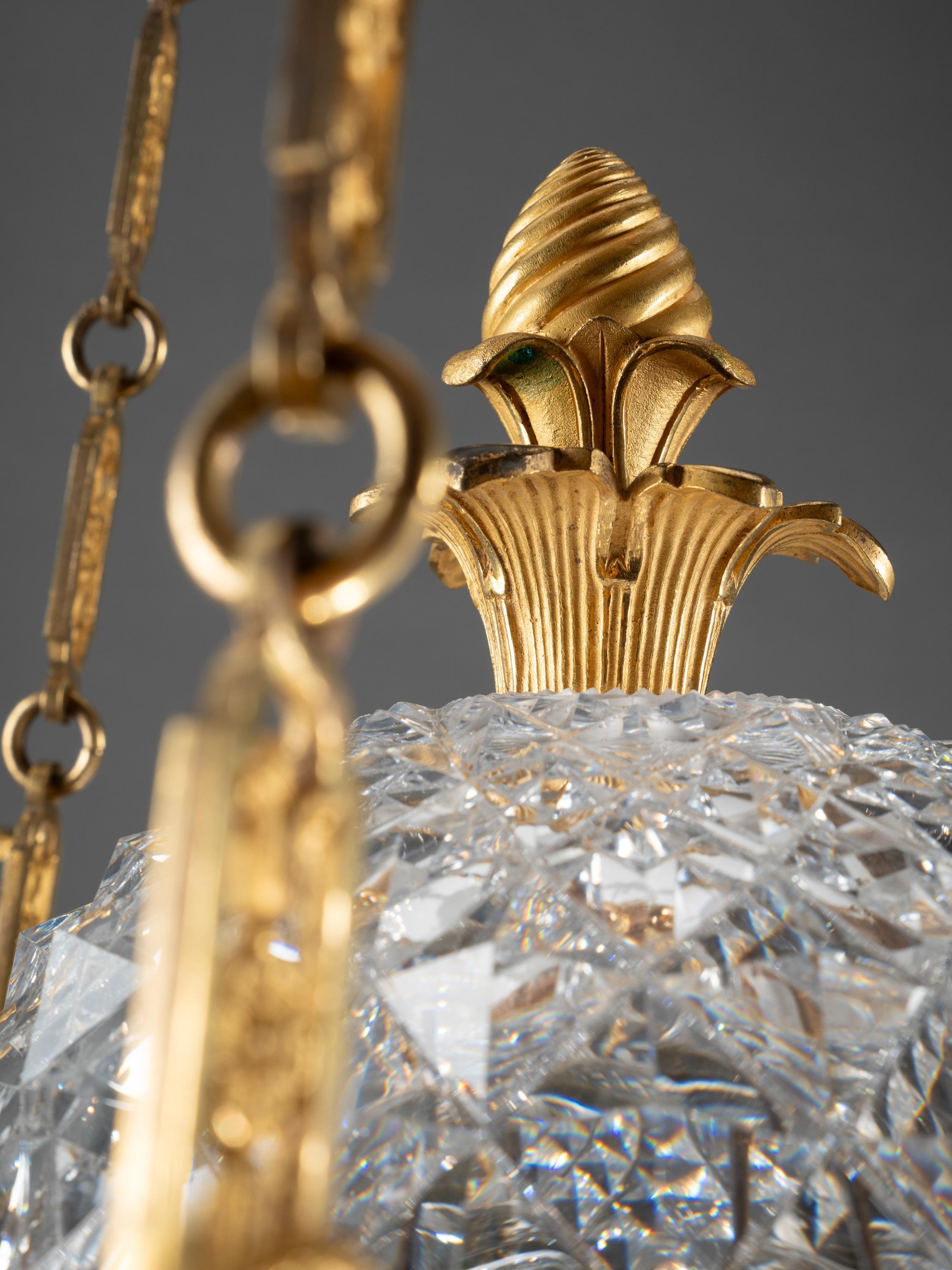 Bronze An Empire c. 1810 gilt bronze and crystal chandelier attributed to Ravrio, Paris
