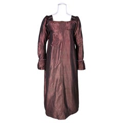 An Empire day dress in burgundy silk taffeta with provenance - England C. 1810
