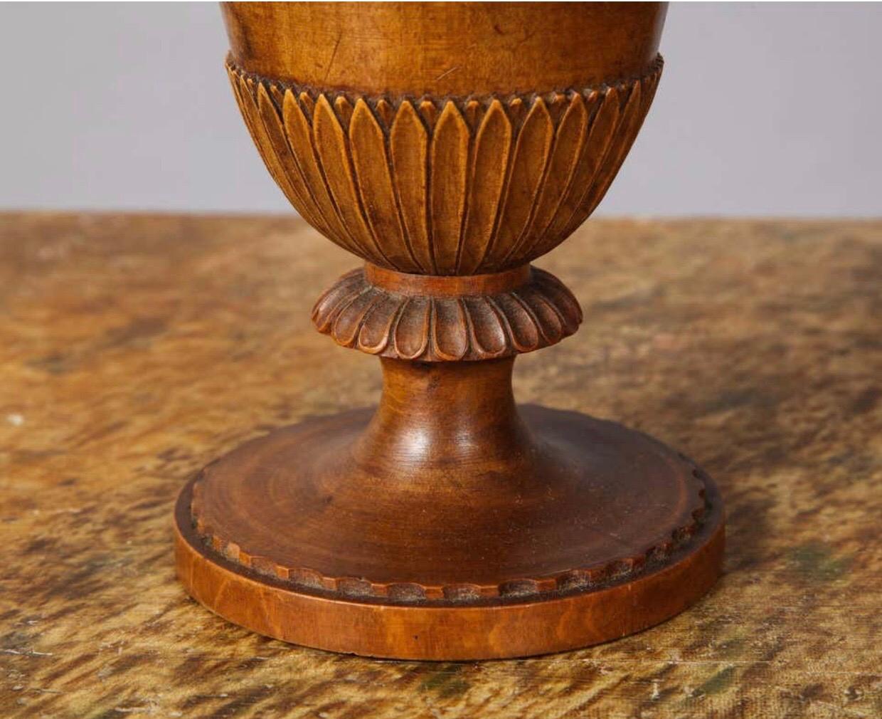 Carved Empire Fruitwood Covered Vase, French, Early 19th Century For Sale