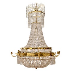 Empire Gilt Brass and Cut-Glass Chandelier, Early 19th Century