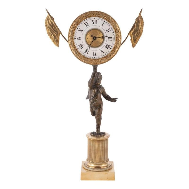An Empire Gilt Bronze Mantel Clock First Quarter 19th Century Unisexe en vente