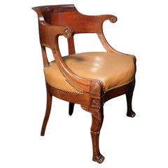 Empire Mahogany Desk Chair, Early 19th Century