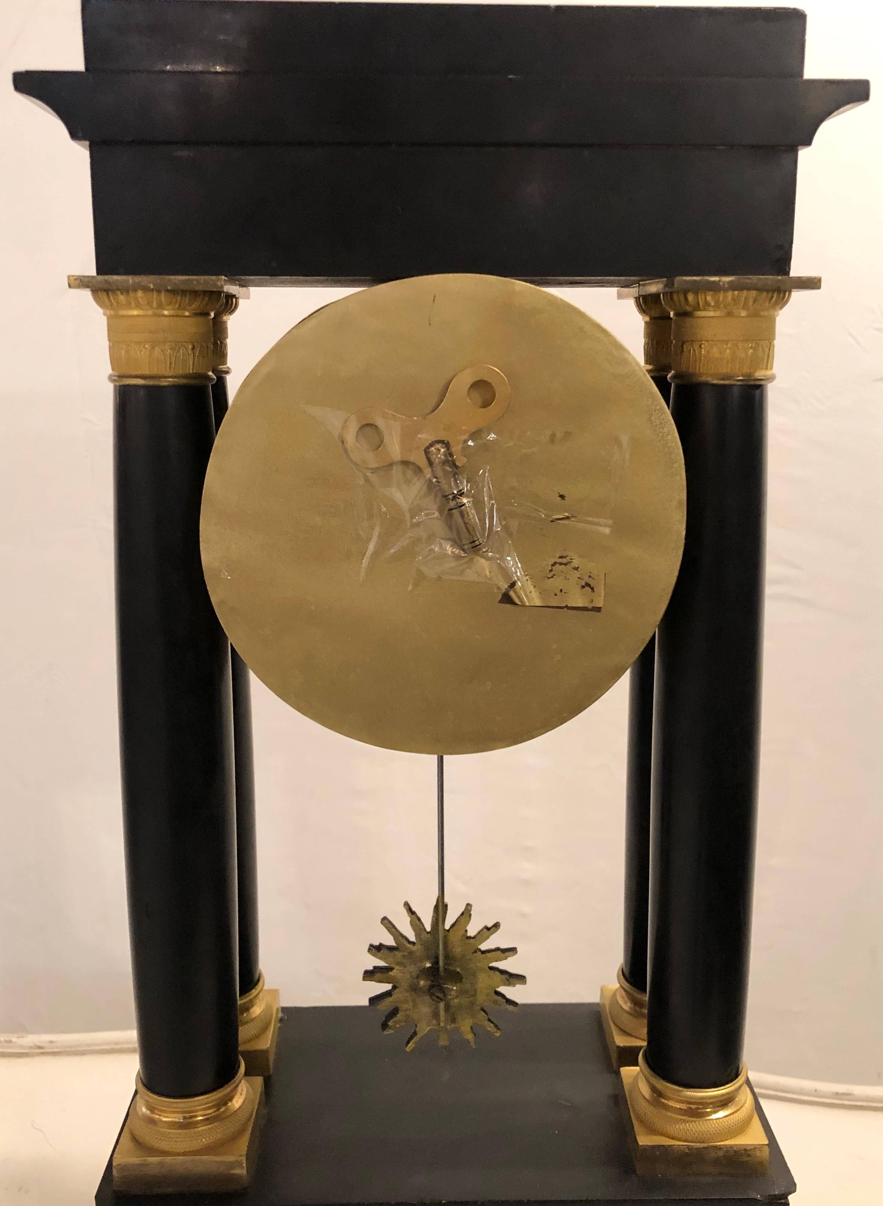 Empire Marble and Bronze Mantel Clock, Working 8