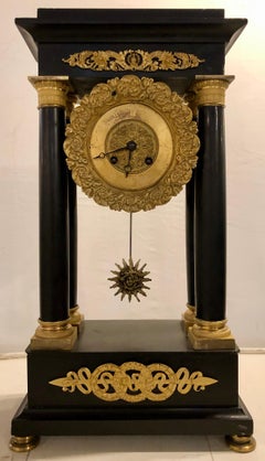 Empire Marble and Bronze Mantel Clock, Working