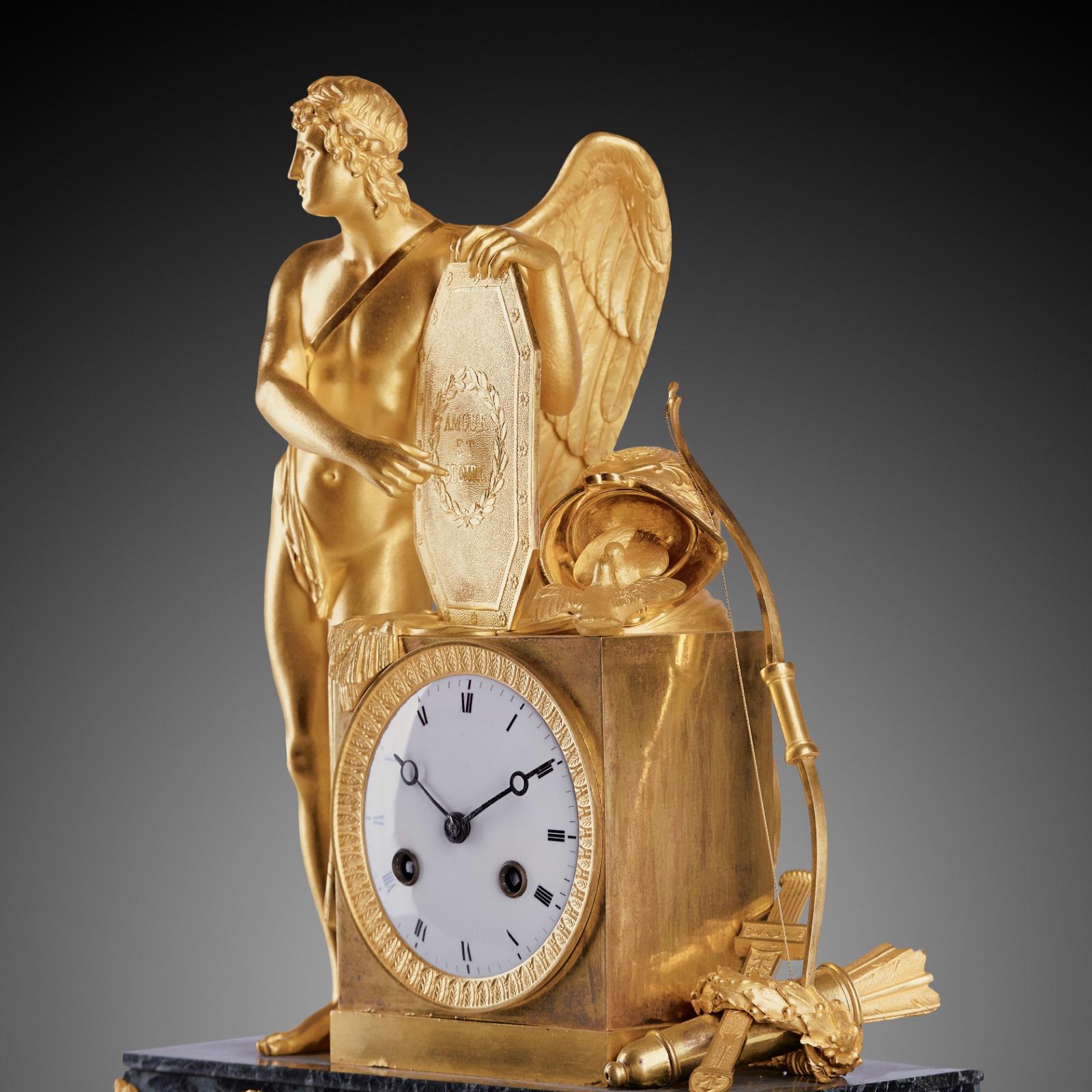 Gilt Empire Ormolu 19th Century Mantel Clock