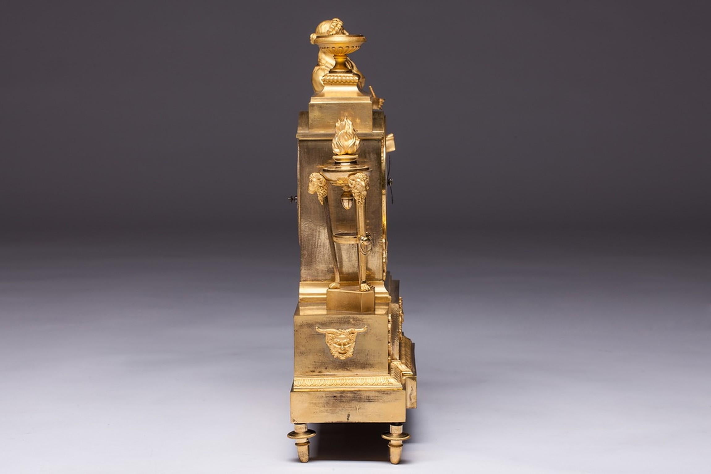 French Empire Ormolu Mantel Clock by André-Antoine Ravrio