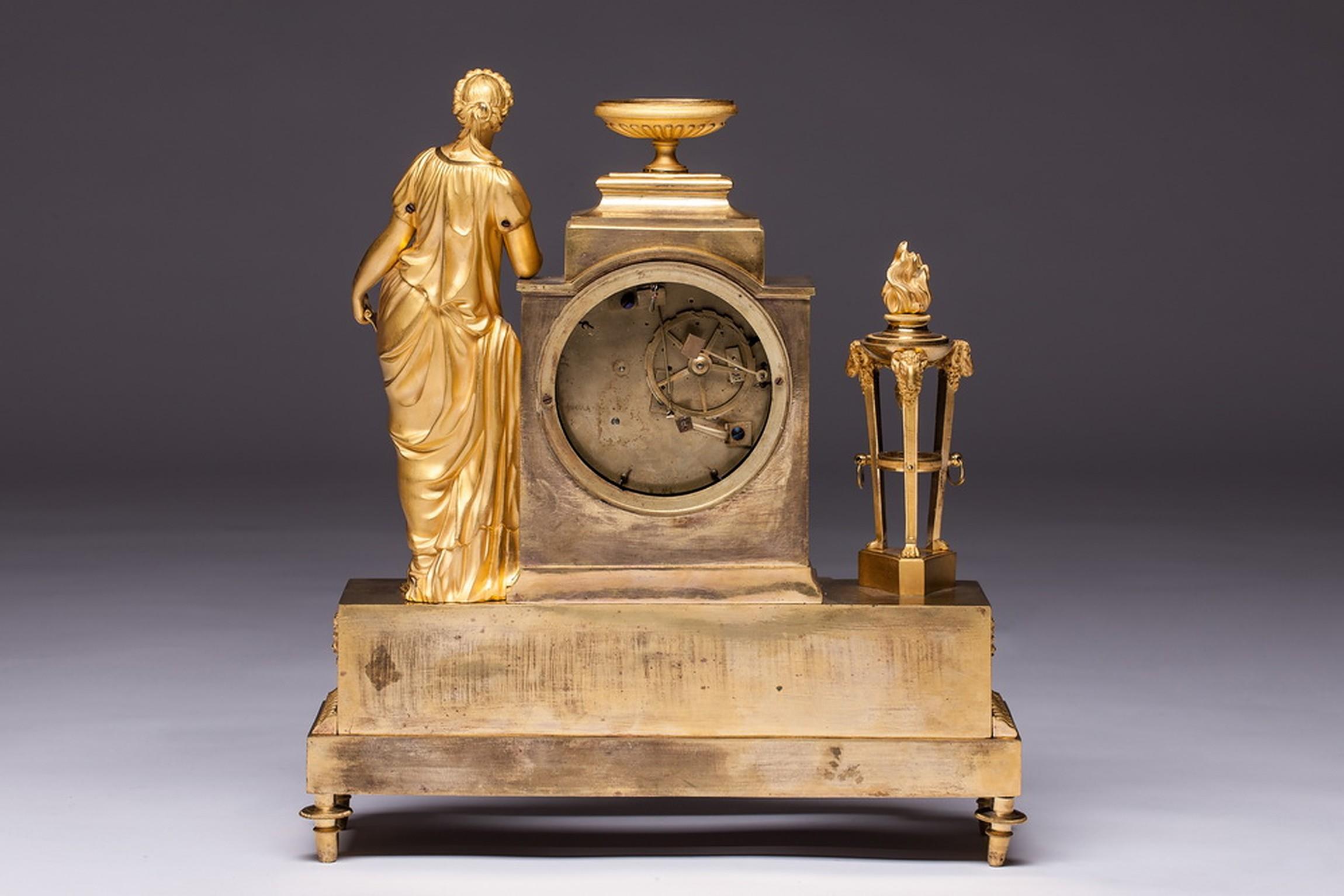 Empire Ormolu Mantel Clock by André-Antoine Ravrio In Distressed Condition In Vilnius, LT