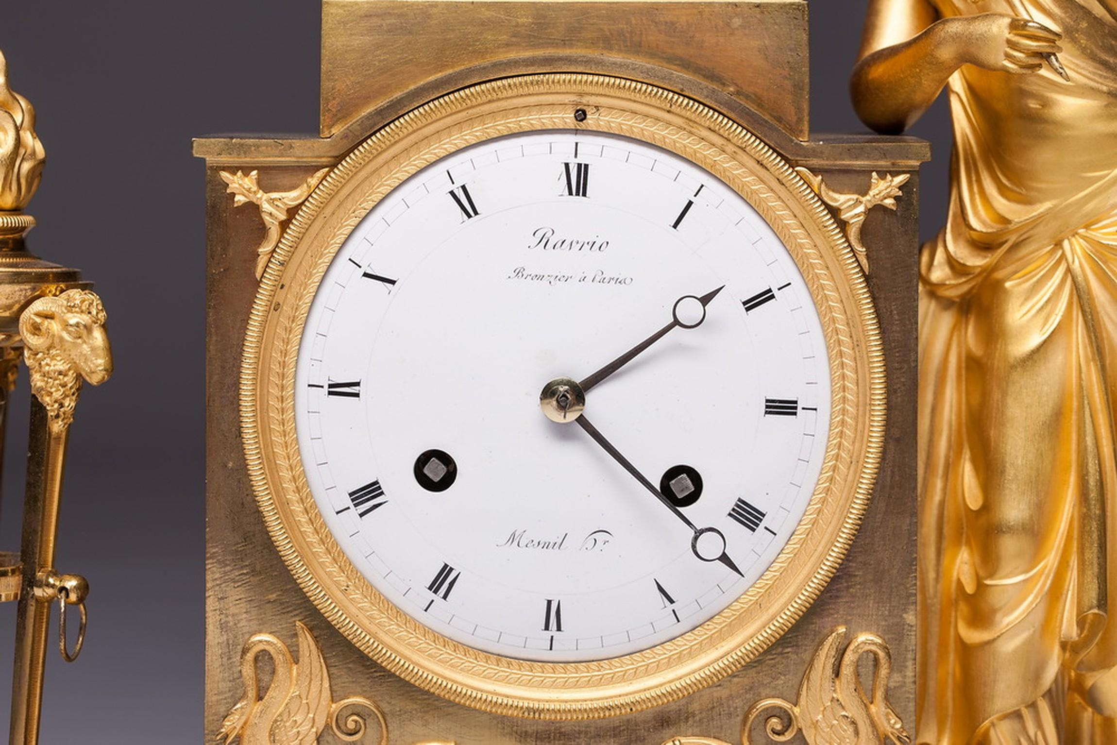18th Century Empire Ormolu Mantel Clock by André-Antoine Ravrio