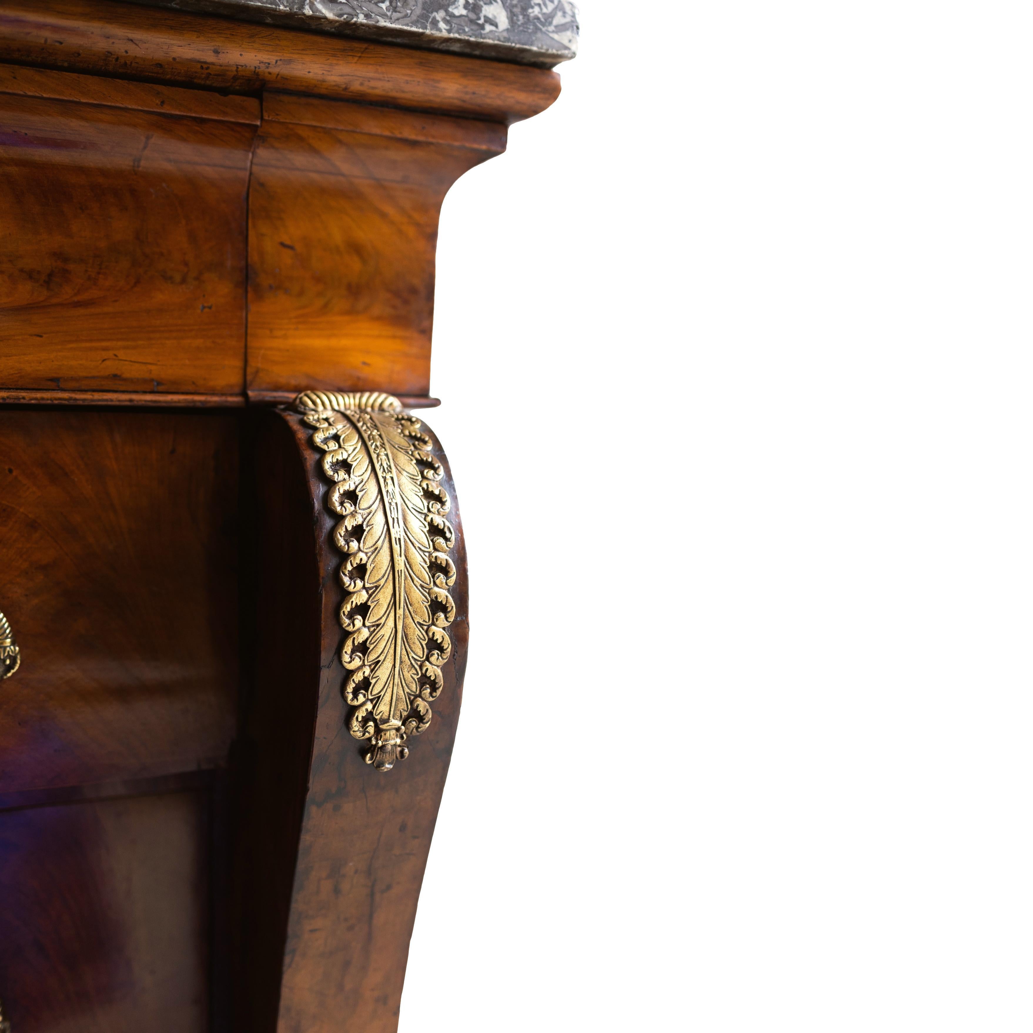 An Empire Ormolu-Mounted Mahogany Commode, Marble Top, French, ca. 1820 For Sale 6
