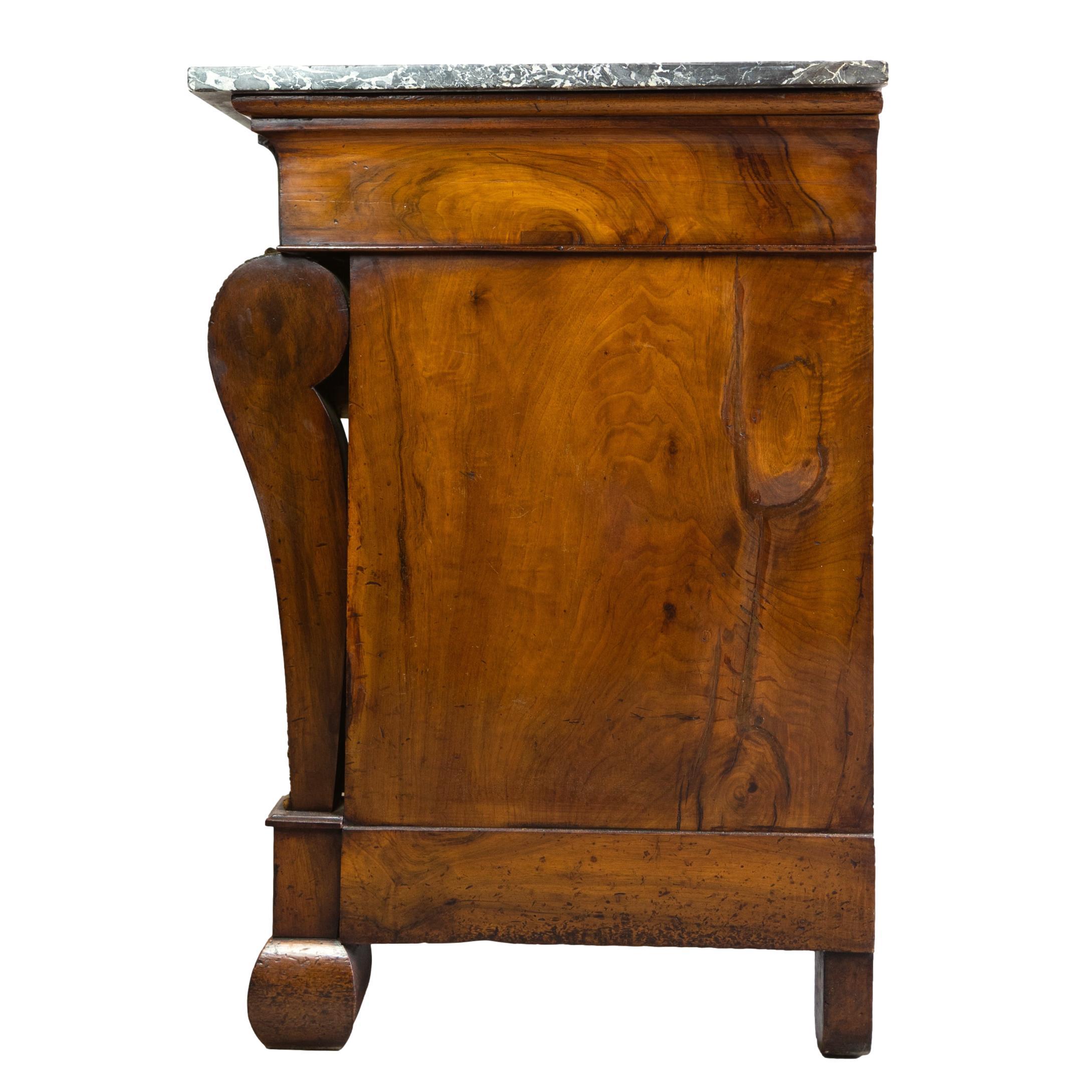 An Empire Ormolu-Mounted Mahogany Commode, Marble Top, French, ca. 1820 For Sale 2